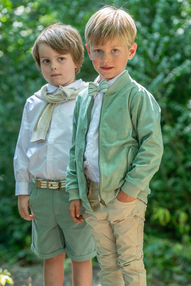 SHIRT PIERROT BOW STRIPES GREEN