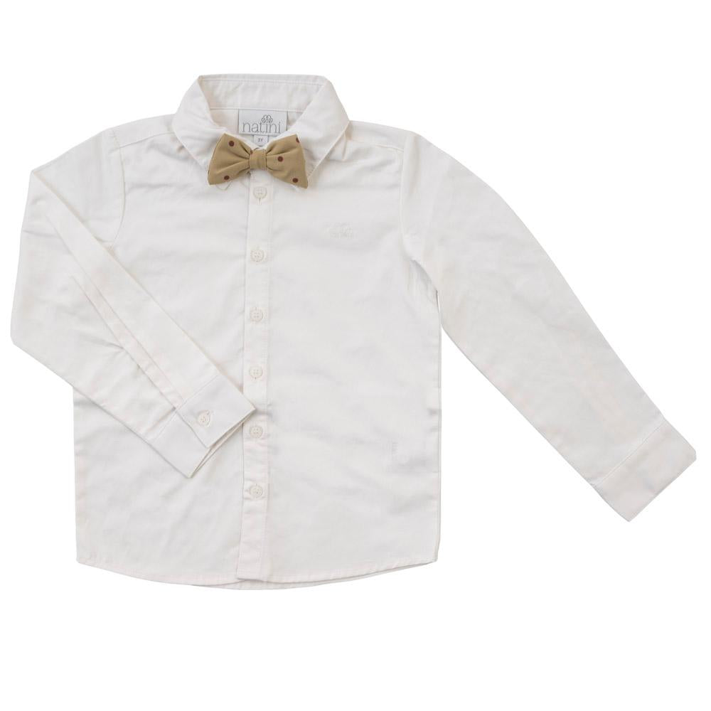 SHIRT BOW DOTS BORDEAUX