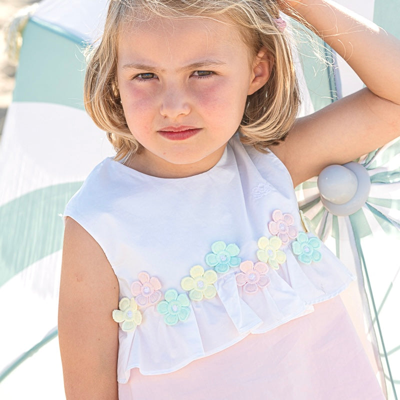 ROBE FLEURS À VOLANTS