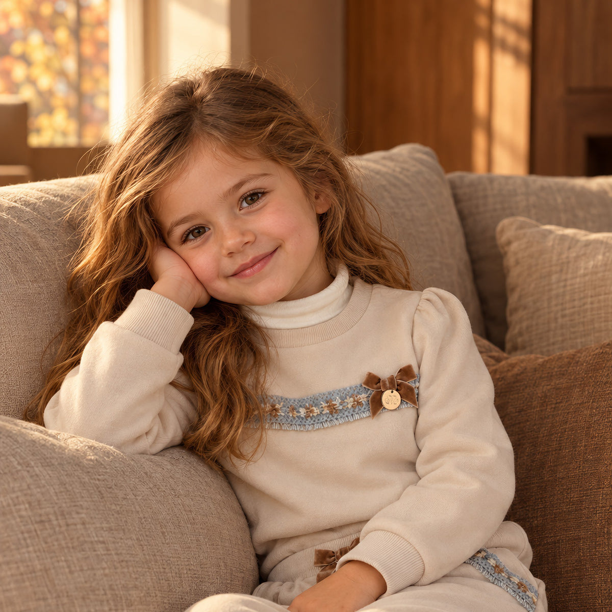 AI-foto: Sweater Ruby gedragen door een kind (Natini)