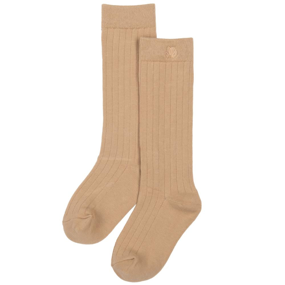 KNEE SOCKS RIBBED DARK BEIGE