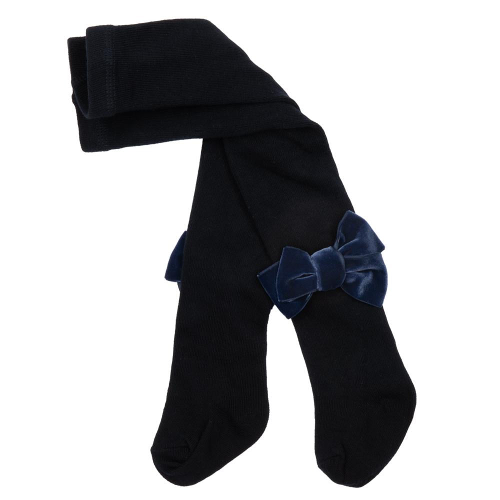 COLLANTS NOEUD VELOURS BLEU FONCÉ