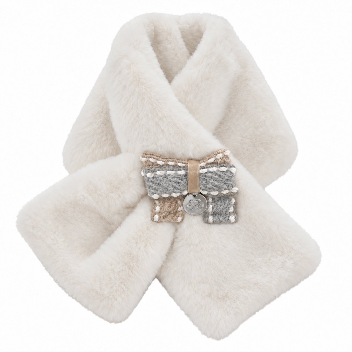 SCARF FUR DOUBLE BOW