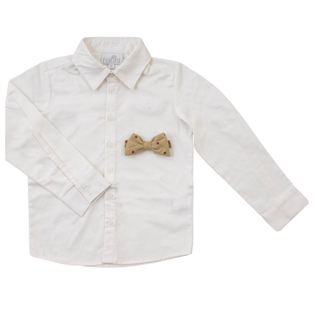 SHIRT BOW DOTS BORDEAUX